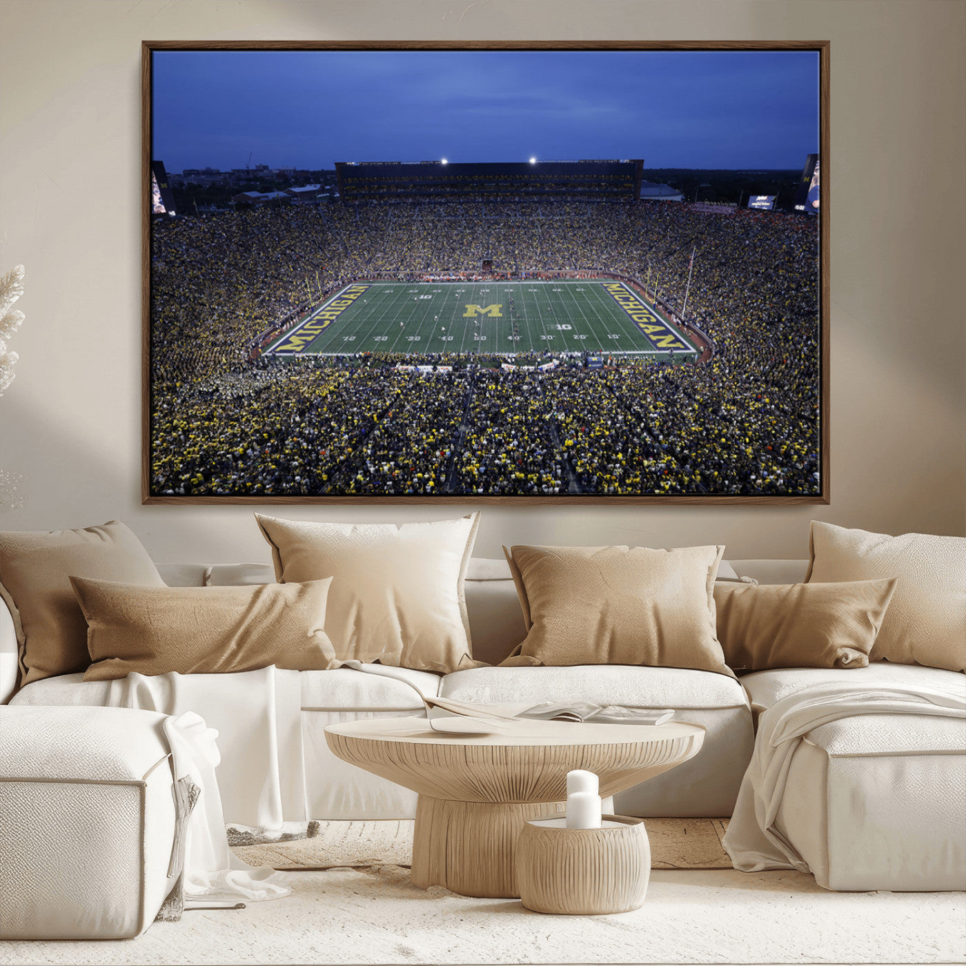 MGV-FC-36X24 - University of Michigan Wolverines Football Team Print - Ann Arbor Michigan Stadium Wall Art Canvas