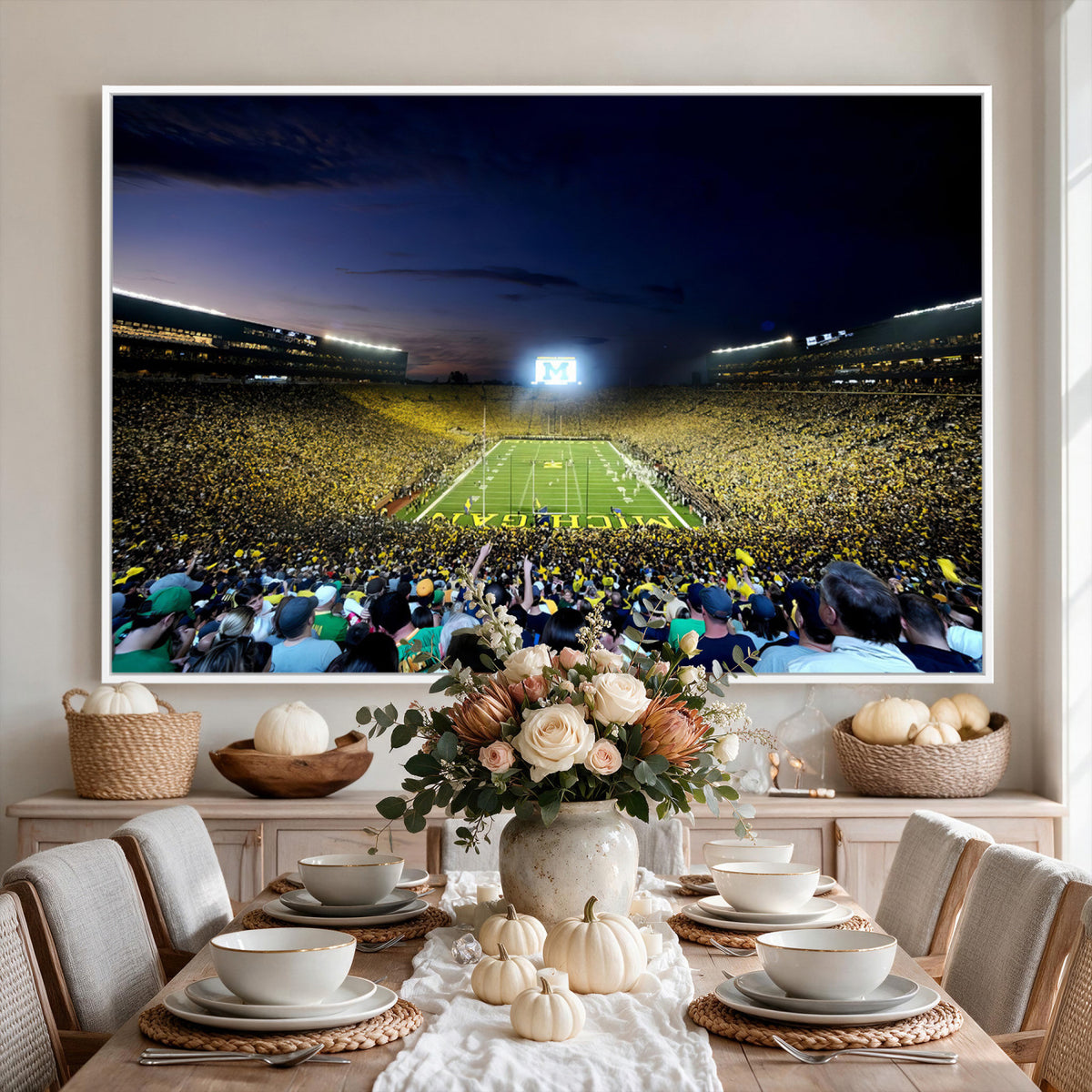 22115-MGV-CV-36X24 - University of Michigan Wolverines Football Team Print - Ann Arbor Michigan Stadium Canvas Print