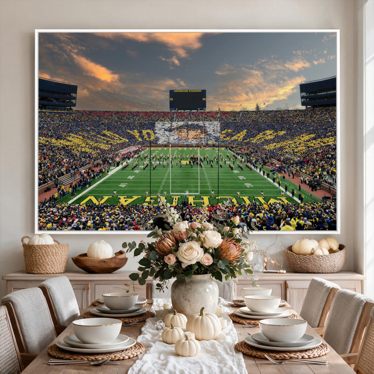 81843-MGV-CV-36X24 - University of Michigan Wolverines Print Canvas, Football Team Print - Ann Arbor Michigan Stadium