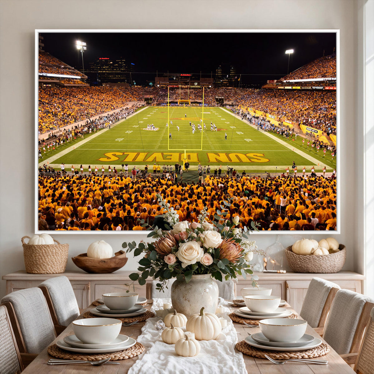 21588-MGV-CV-36X24 - ASU Sun Devils Football Team Print - Phoenix Mountain America Stadium Wall Art Canvas Print