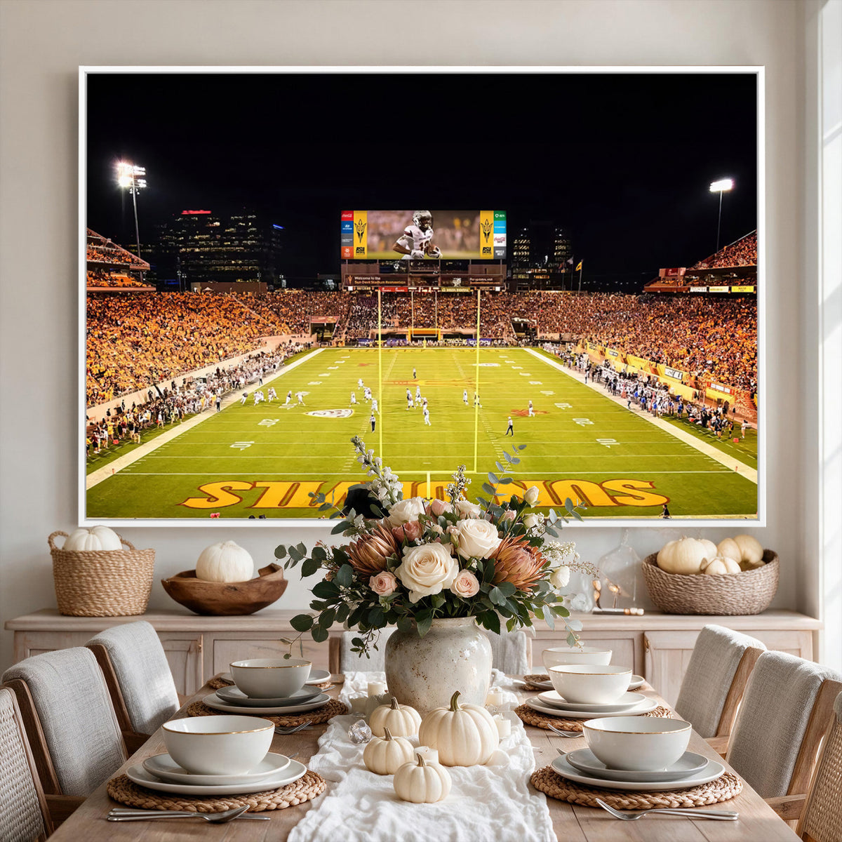 87612-MGV-CV-36X24 - ASU Sun Devils Football Team Print - Phoenix Mountain America Stadium Canvas Print