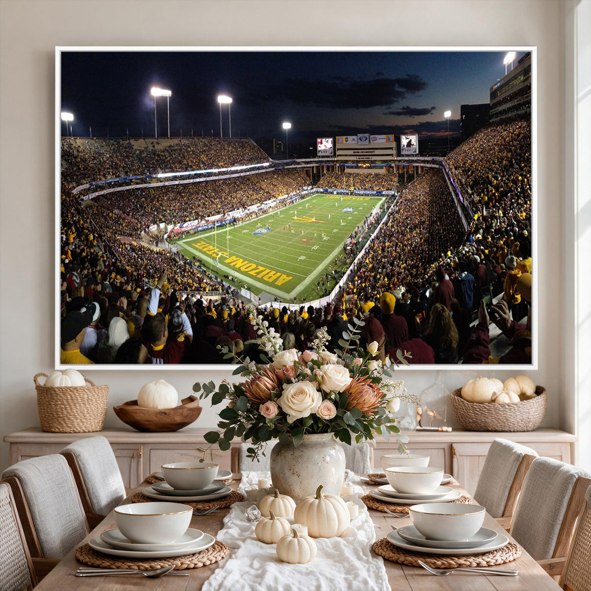 75716-MGV-CV-36X24 - ASU Sun Devils Football Team Print Canvas - Phoenix Mountain America Stadium Wall Art Canvas Print