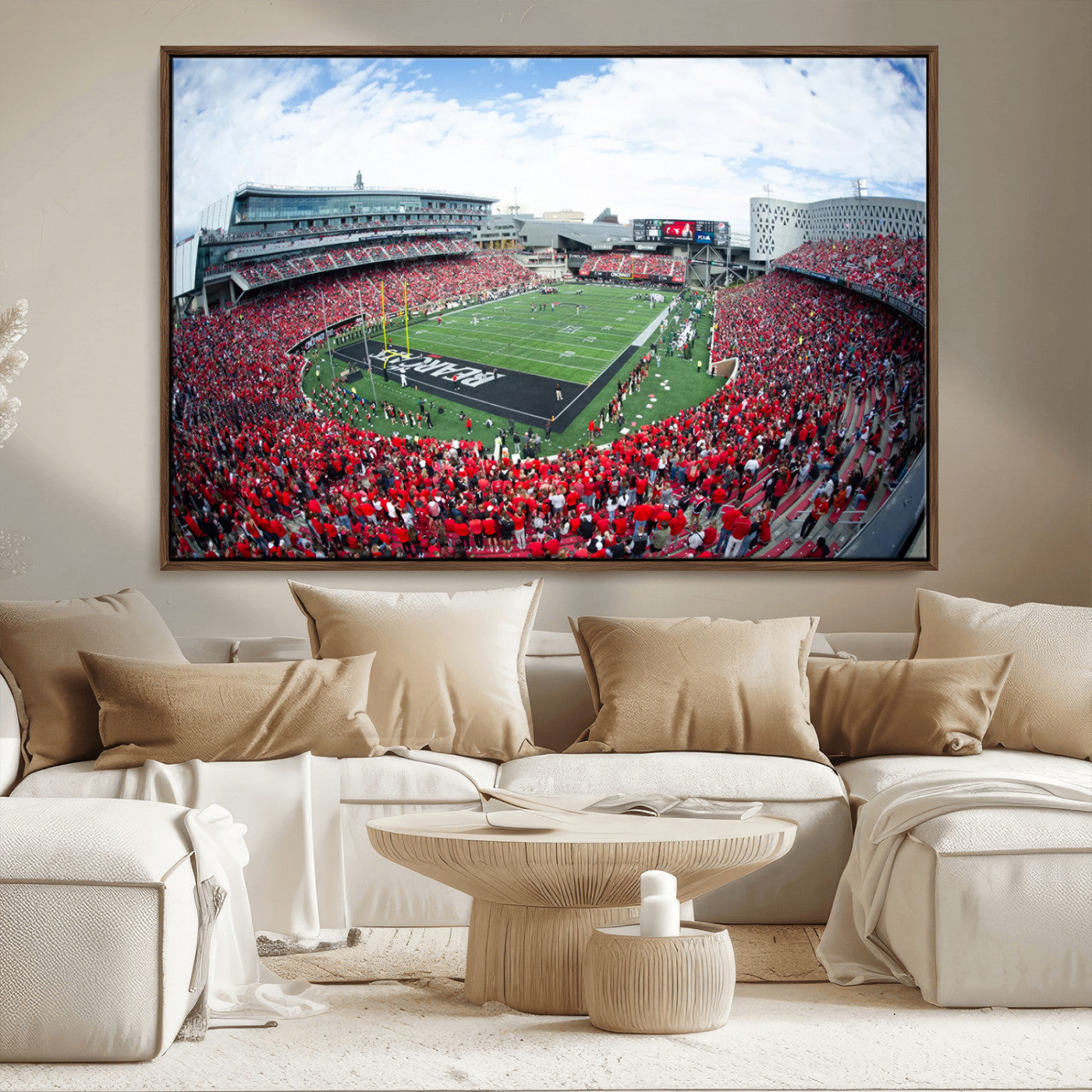 MGV-FC-36X24 - Cincinnati Bearcats Football Team Print - Nippert Stadium Wall Art Canvas Print