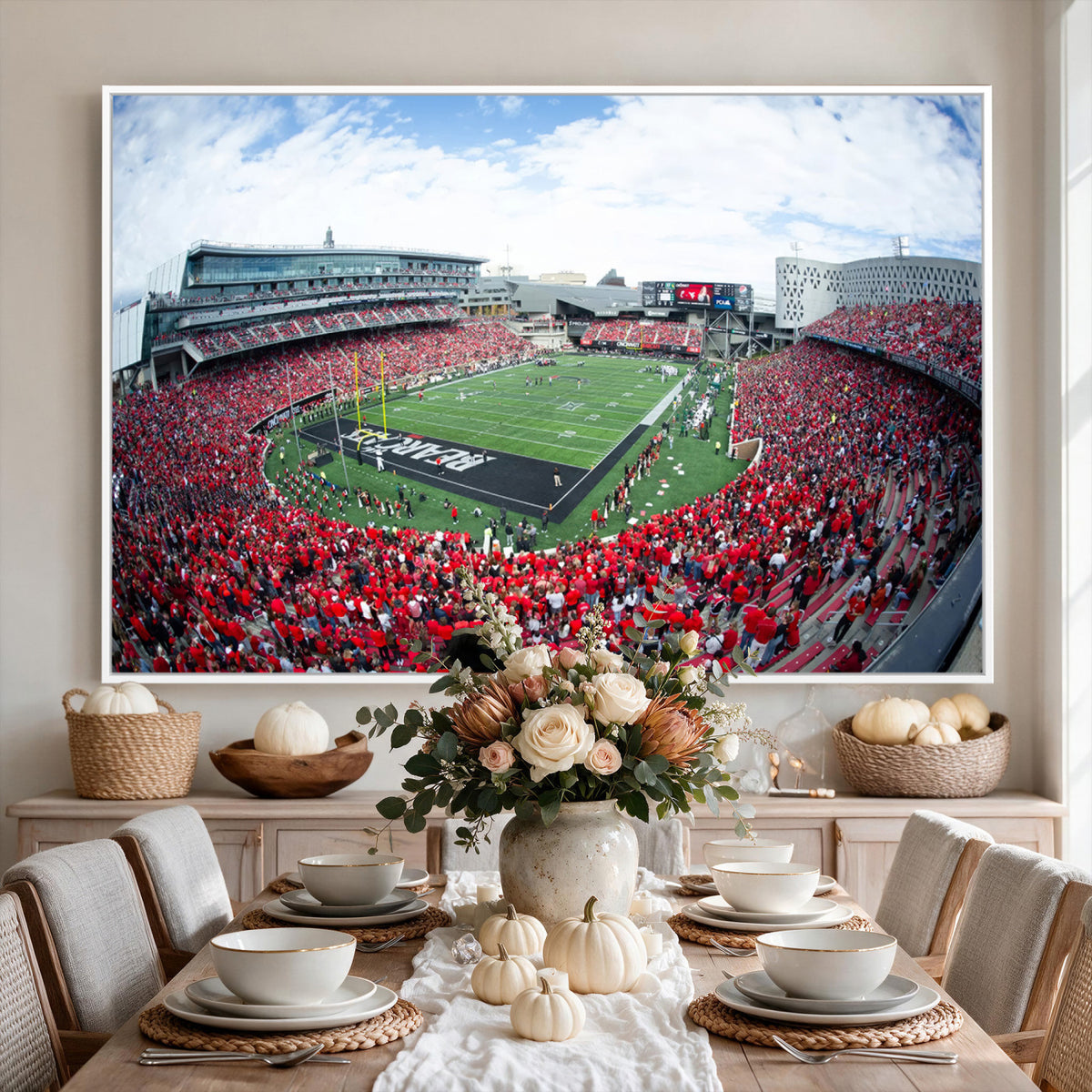 54070-MGV-CV-36X24 - Cincinnati Bearcats Football Team Print - Nippert Stadium Wall Art Canvas Print