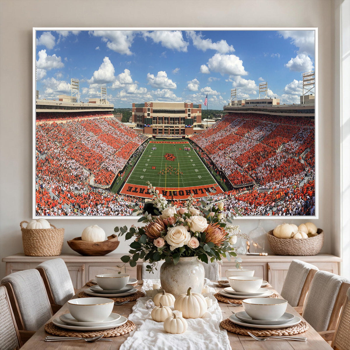 65192-MGV-CV-36X24 - Oklahoma State Cowboys Football Team Print - Stillwater Boone Pickens Stadium Wall Art Canvas Print