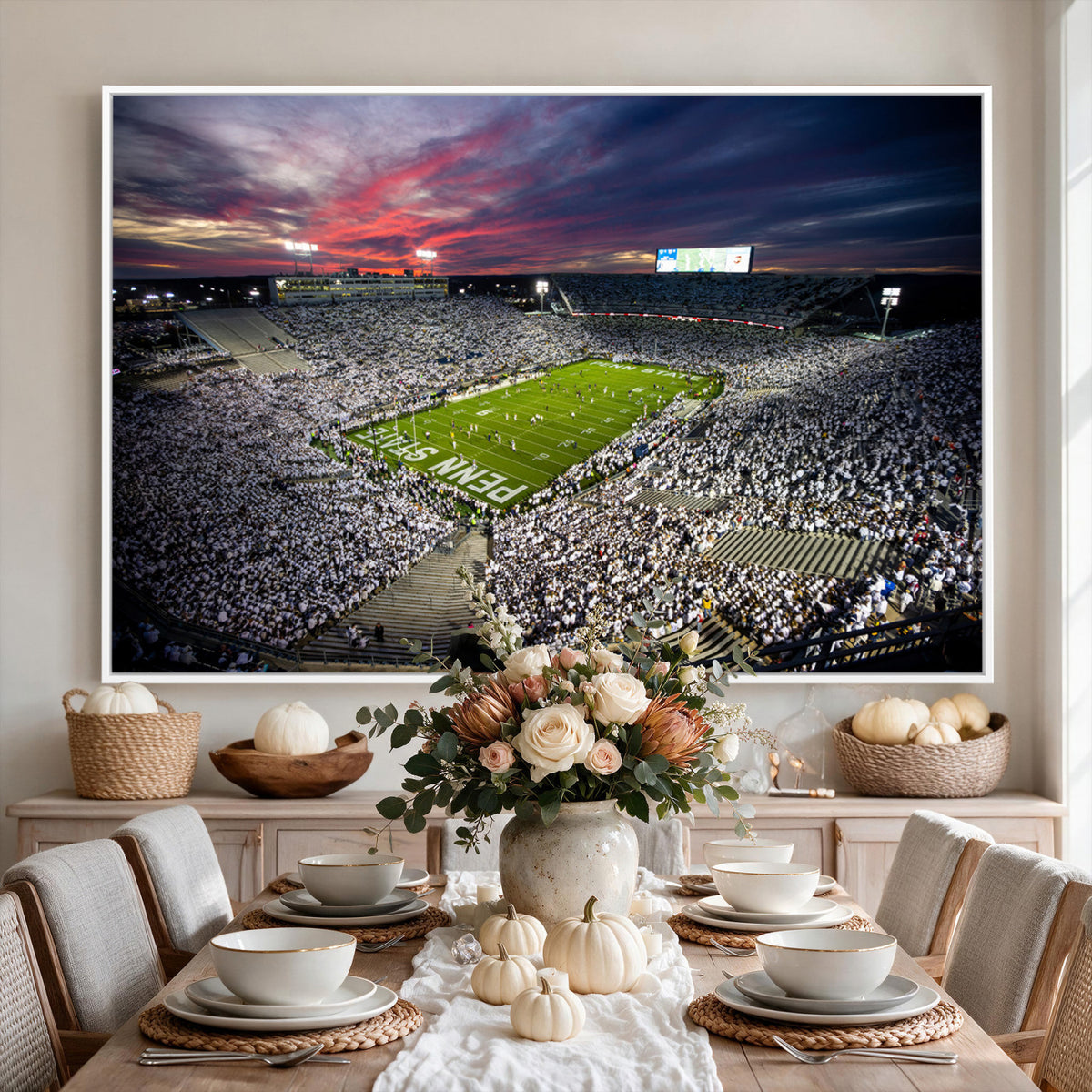 37304-MGV-CV-36X24 - Penn State Nittany Lions Football Team Print - University Park Beaver Stadium Art Canvas Print