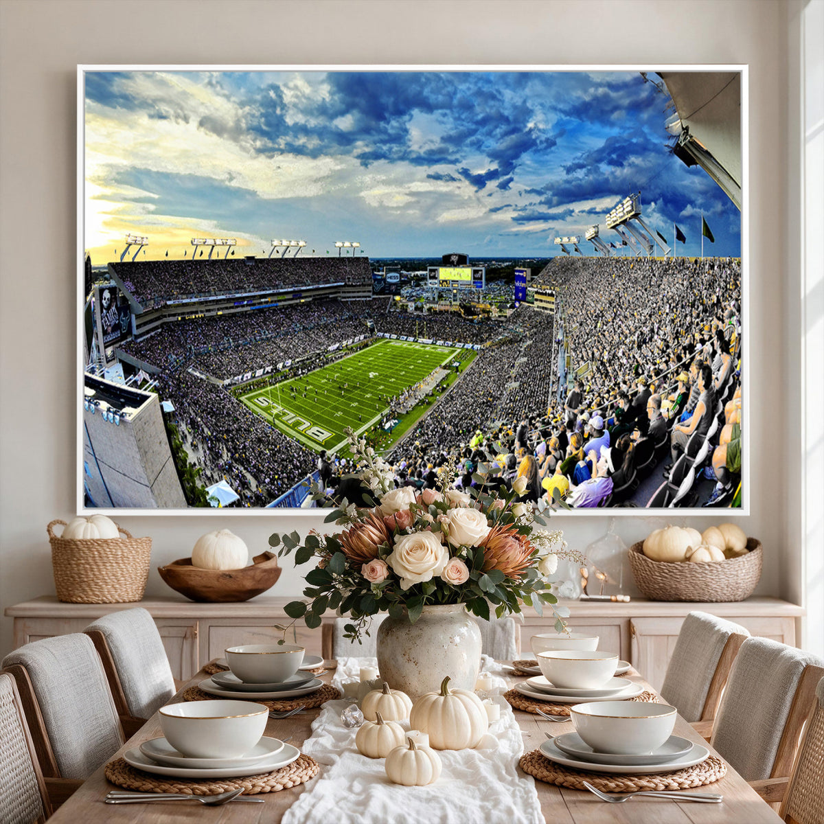 23788-MGV-CV-36X24 - Framed USF Bulls Football Team Print - Tampa Raymond James Stadium Wall Art Canvas Print