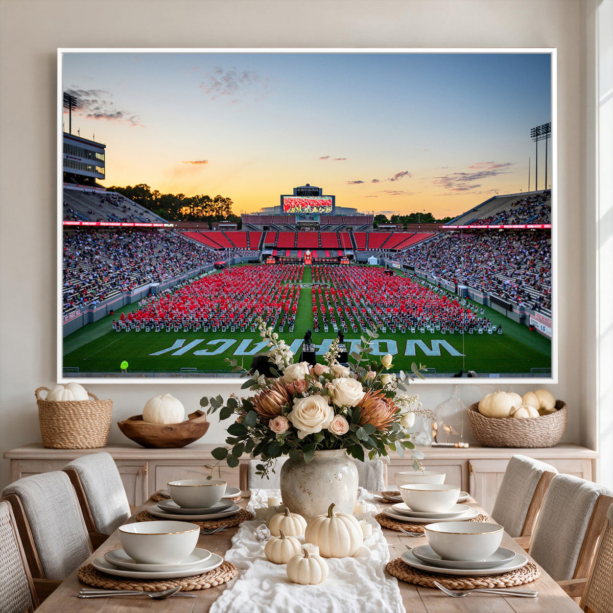 35266-MGV-CV-36X24 - NC State Wolfpack Football Team Print Wall Art - Raleigh Carter-Finley Stadium Wall Art Canvas Print