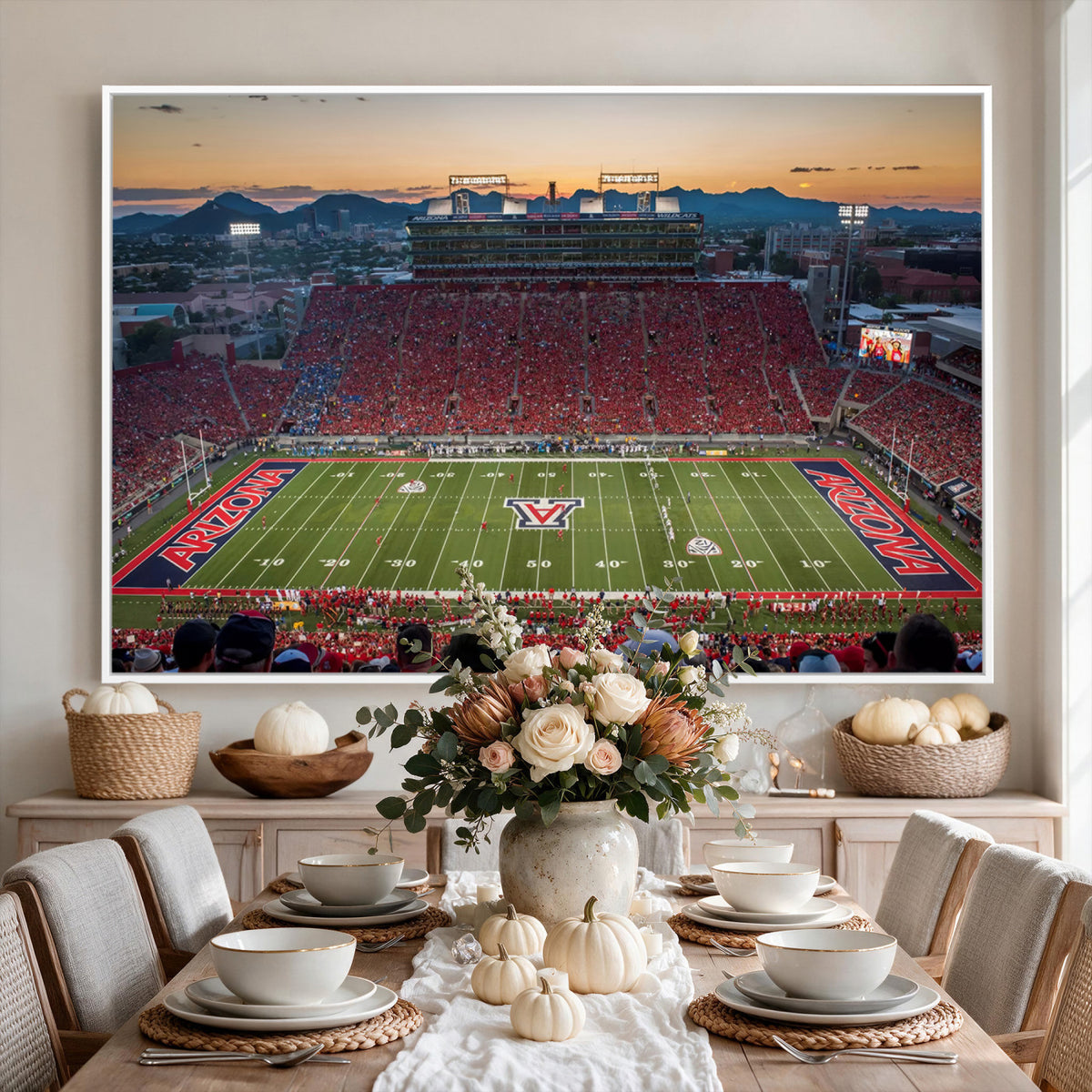 45563-MGV-CV-36X24 - Arizona Wildcats Football Team Print - Tucson Arizona Stadium Wall Art Canvas Print