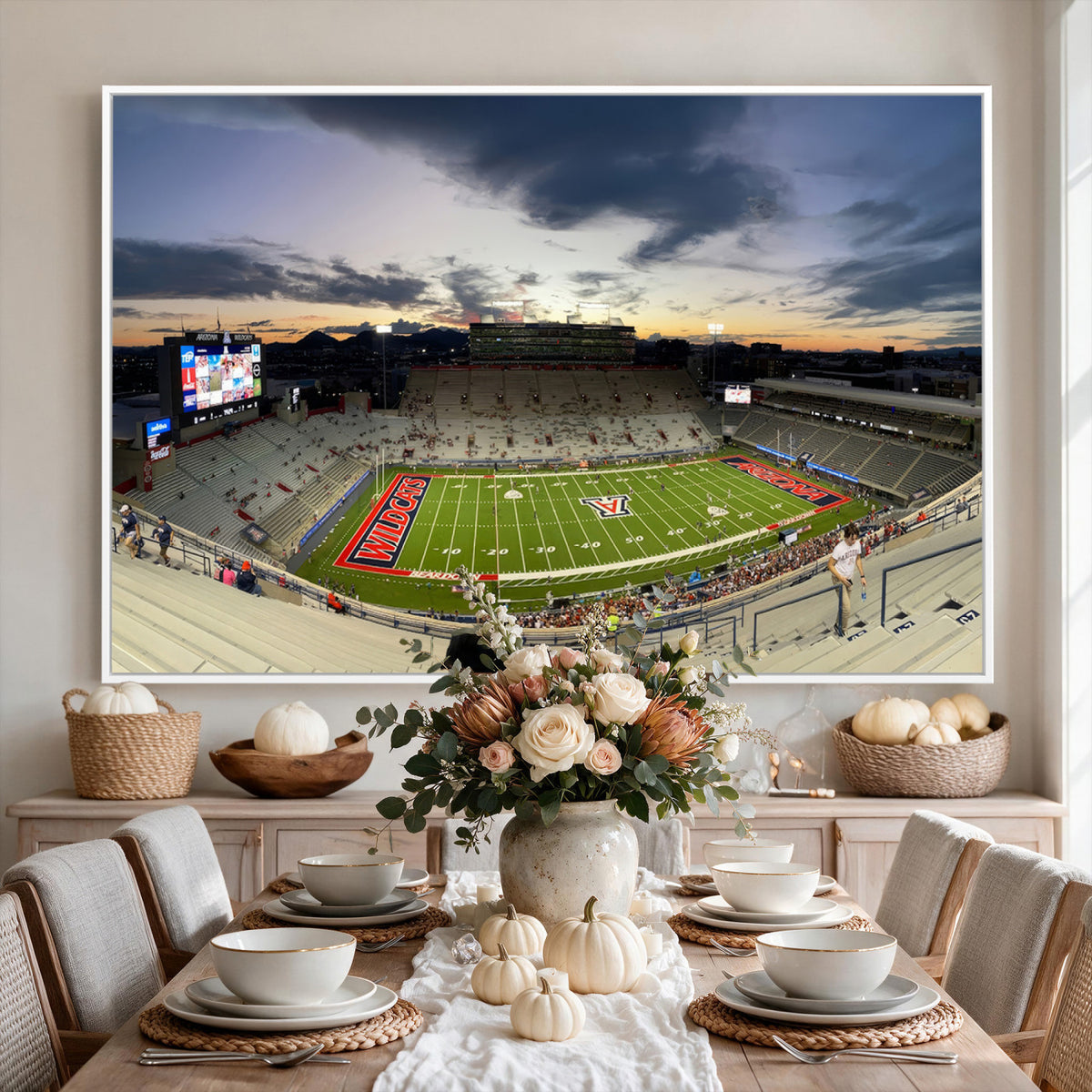 24339-MGV-CV-36X24 - Arizona Wildcats Football Team Print - Tucson Arizona Stadium Wall Art Canvas Print