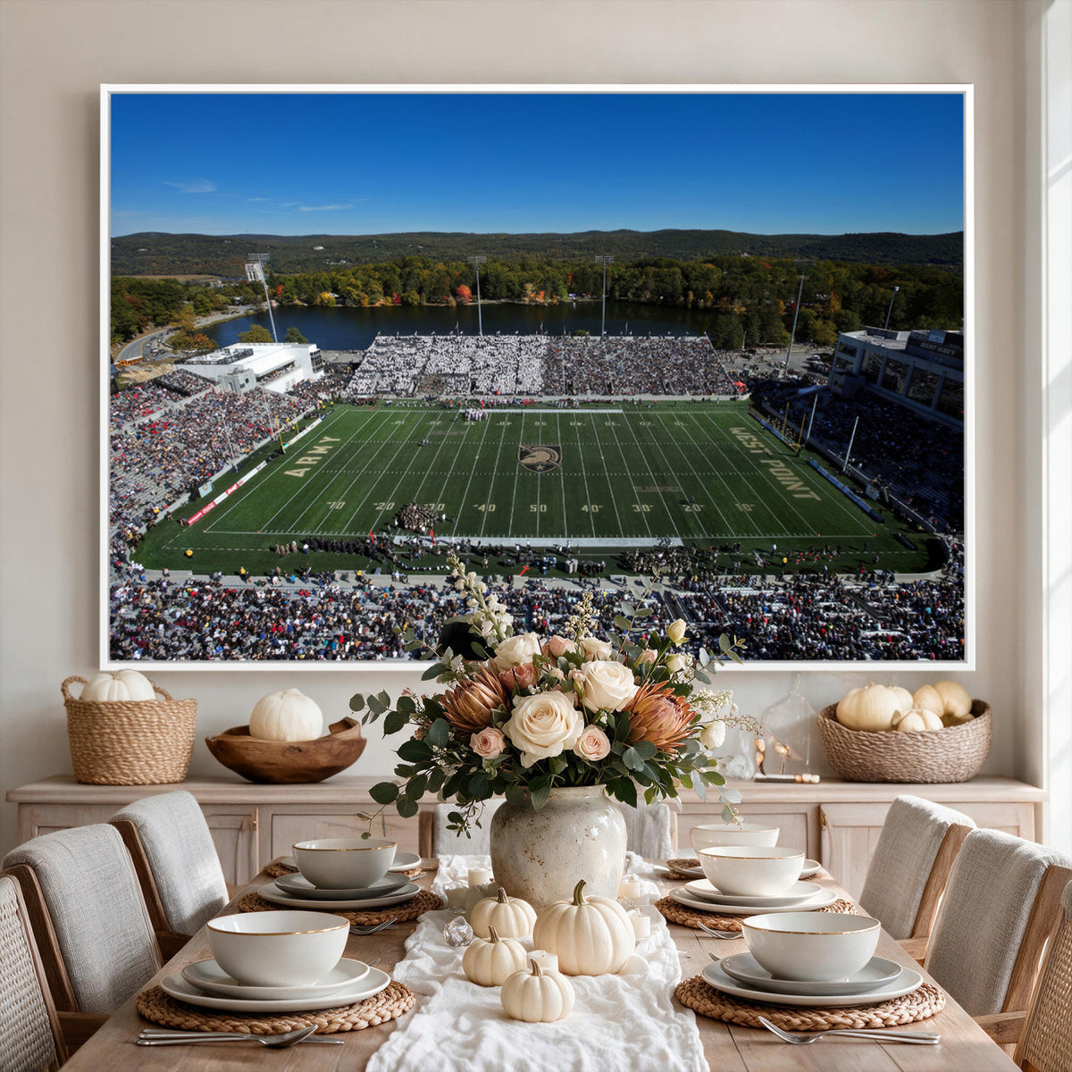 52056-MGV-CV-36X24 - Army Black Knights Football Team Print - West Point Michie Stadium Wall Art Canvas Print