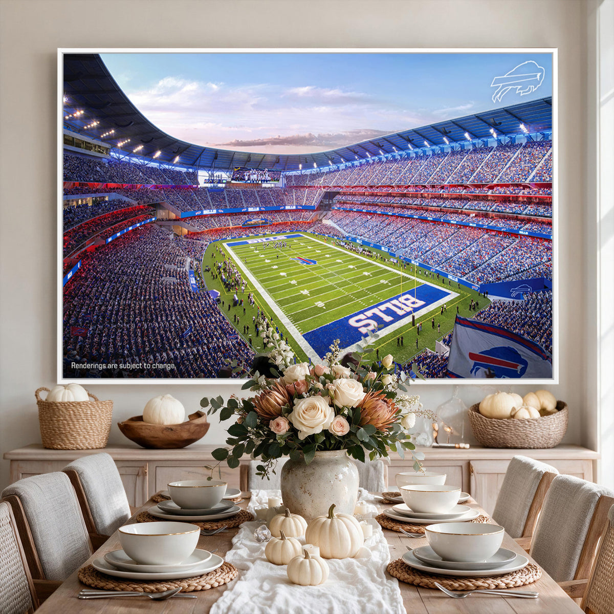 57873-MGV-CV-36X24 - Buffalo Bills Football Team Print Canvas - Buffalo Highmark Stadium Wall Art Canvas Print