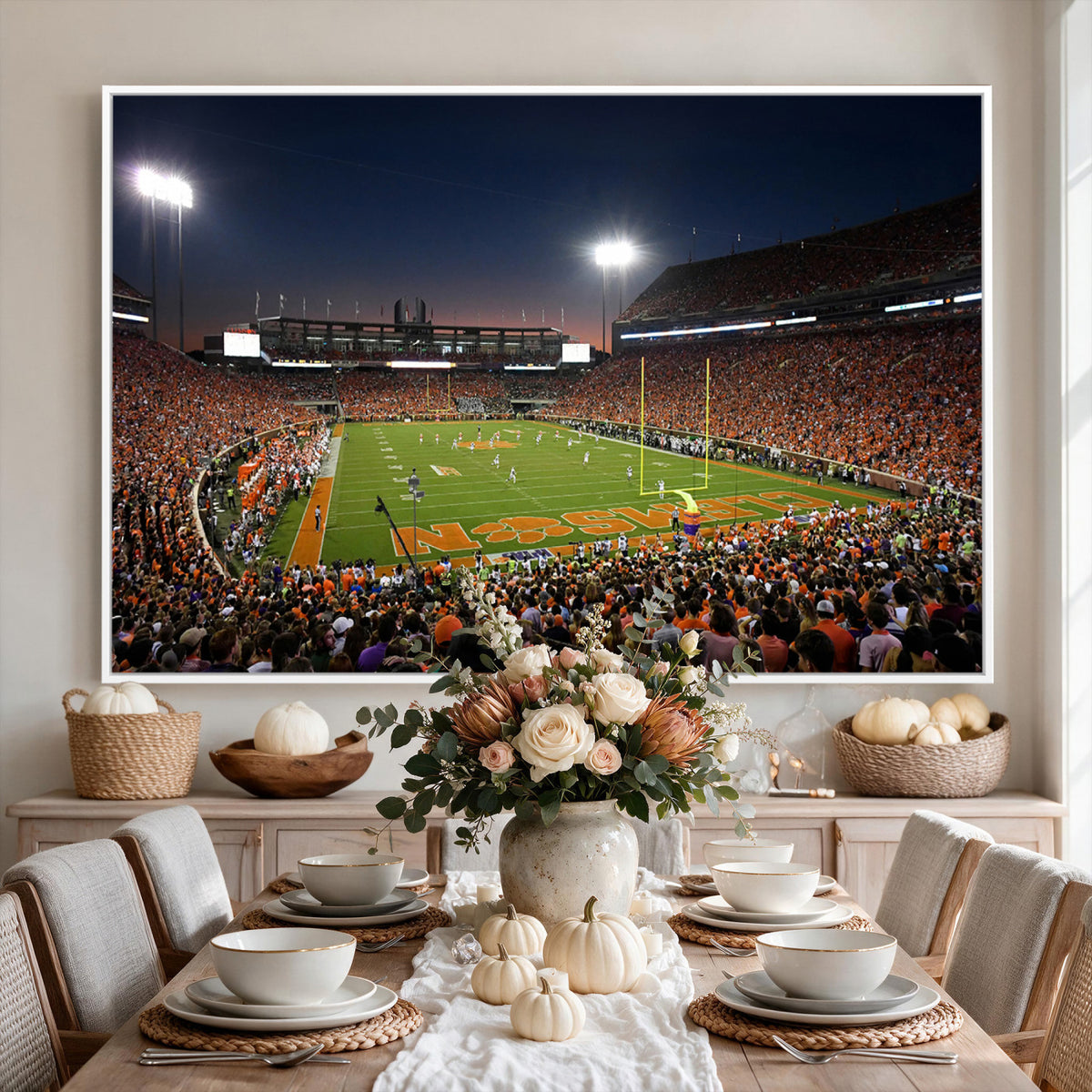 32340-MGV-CV-36X24 - Clemson University Tigers Art Print, Football Team Print