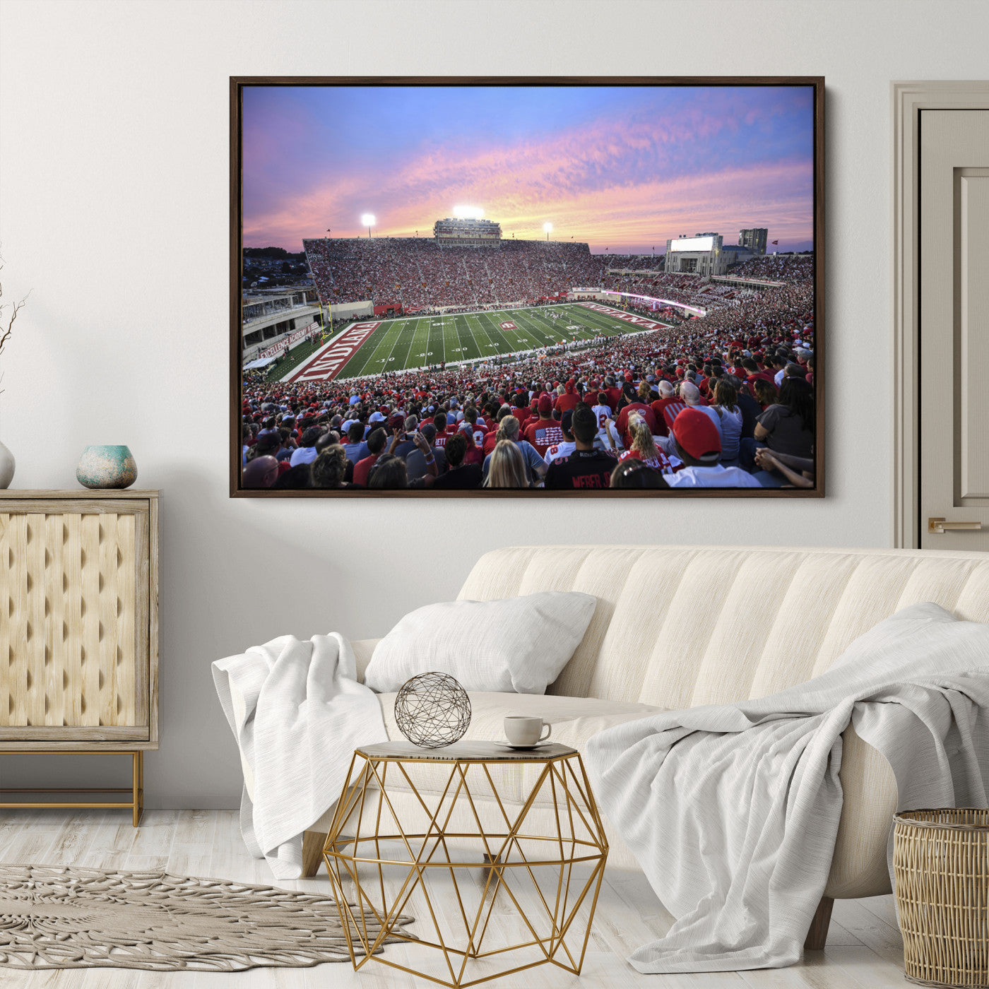 13046-MGV-CV-36X24-Indiana University Hoosiers Football Team Print - Bloomington Memorial Stadium Wall Art Canvas Print