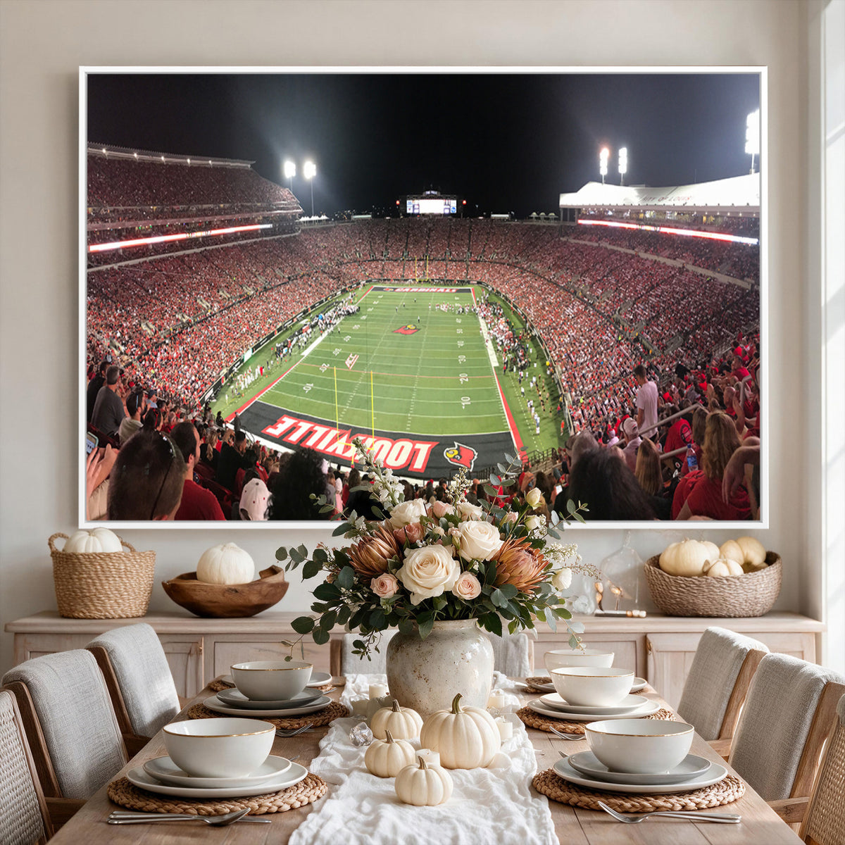51251-PAN-FL-20X10 - University of Louisville Cardinals Football Team Print - Louisville Cardinal Stadium Wall Art Canvas