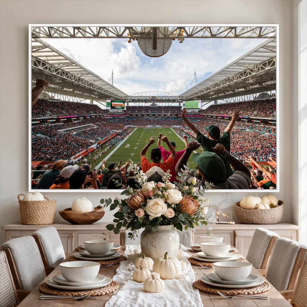 66239-PAN-FL-20X10 - Miami Hurricanes Football Team Wall Art Print - Miami Hard Rock Stadium Wall Art Canvas Print