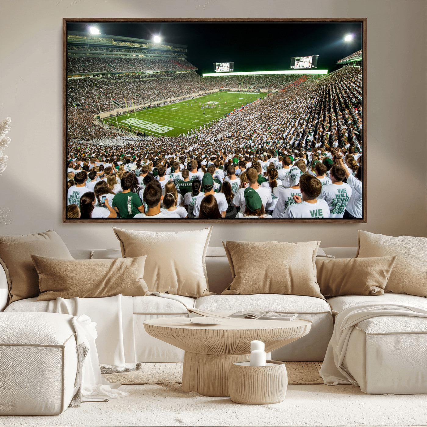 MGV-FC-36X24 - Michigan State Spartans Football Canvas Print - East Lansing Spartan Stadium Wall Art Canvas Print