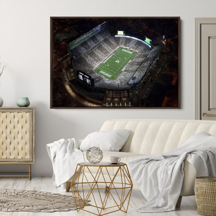 Michigan State Spartans Football Team Print - East Lansing Spartan Stadium Print Wall Art