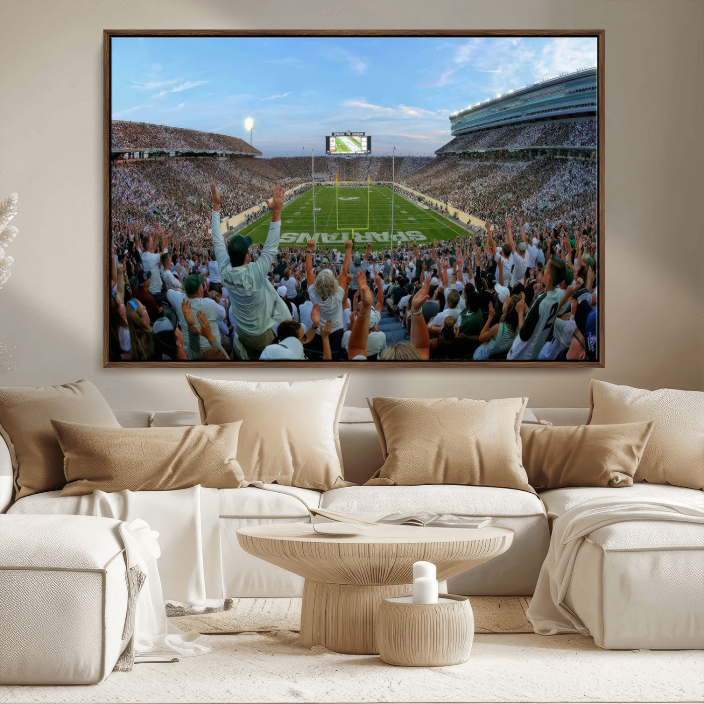 MGV-FC-36X24 - Michigan State Spartans Football Team Print - East Lansing Spartan Stadium Wall Art Canvas Print