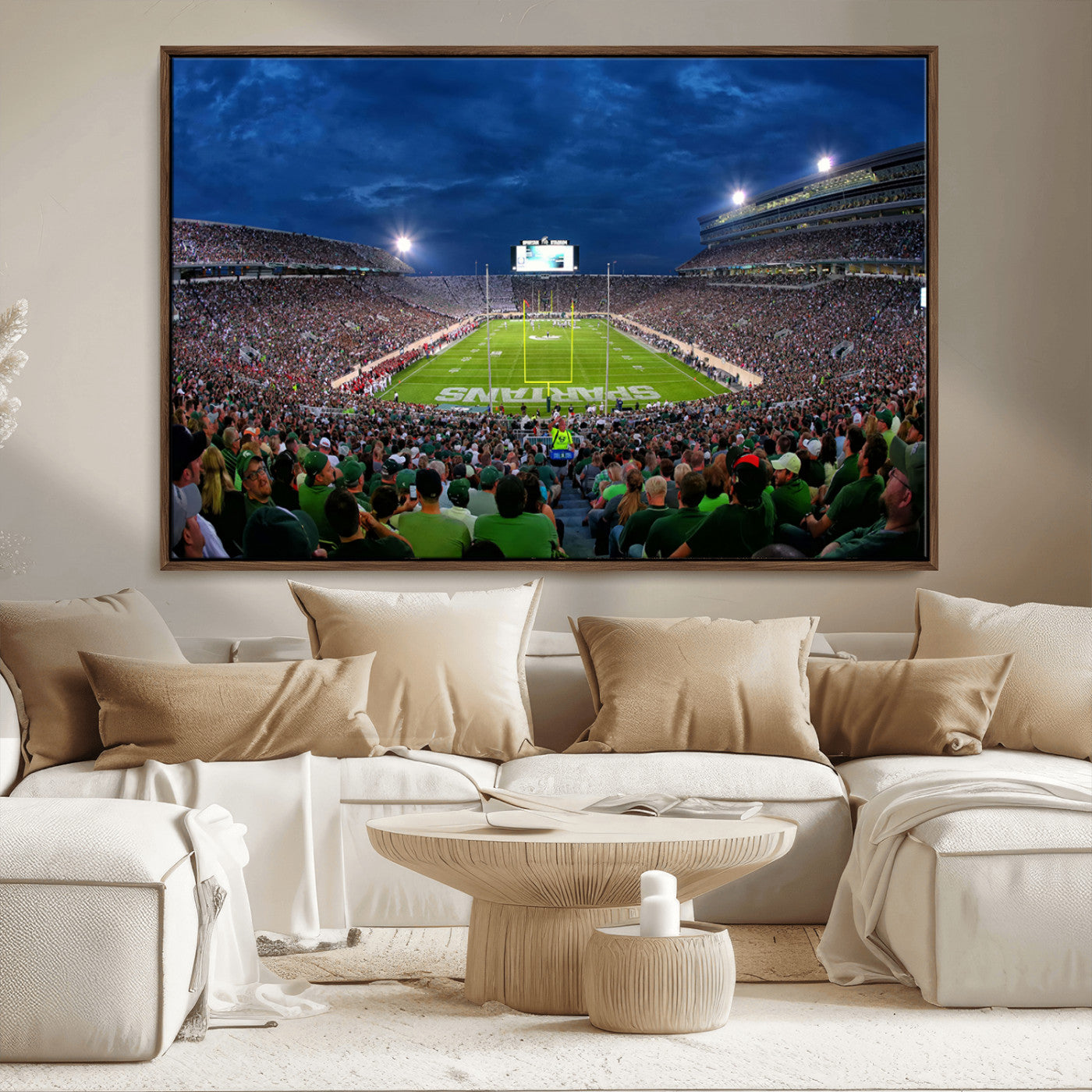 MGV-FC-36X24 - Michigan State Spartans Football Team Print - East Lansing Spartan Stadium Wall Art Canvas Print