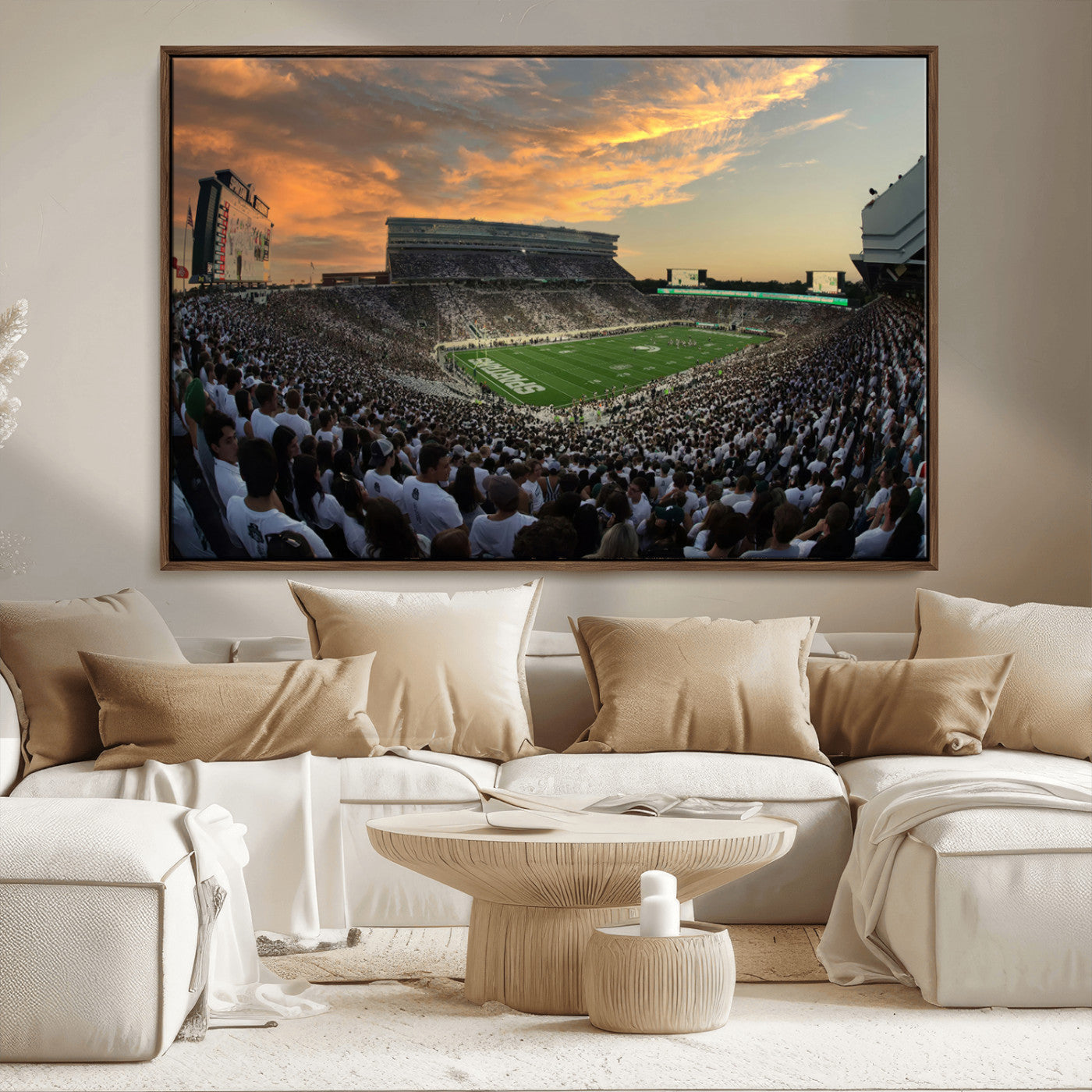 MGV-FC-36X24 - Michigan State Spartans Football Team Print - East Lansing Spartan Stadium Wall Art Canvas Print
