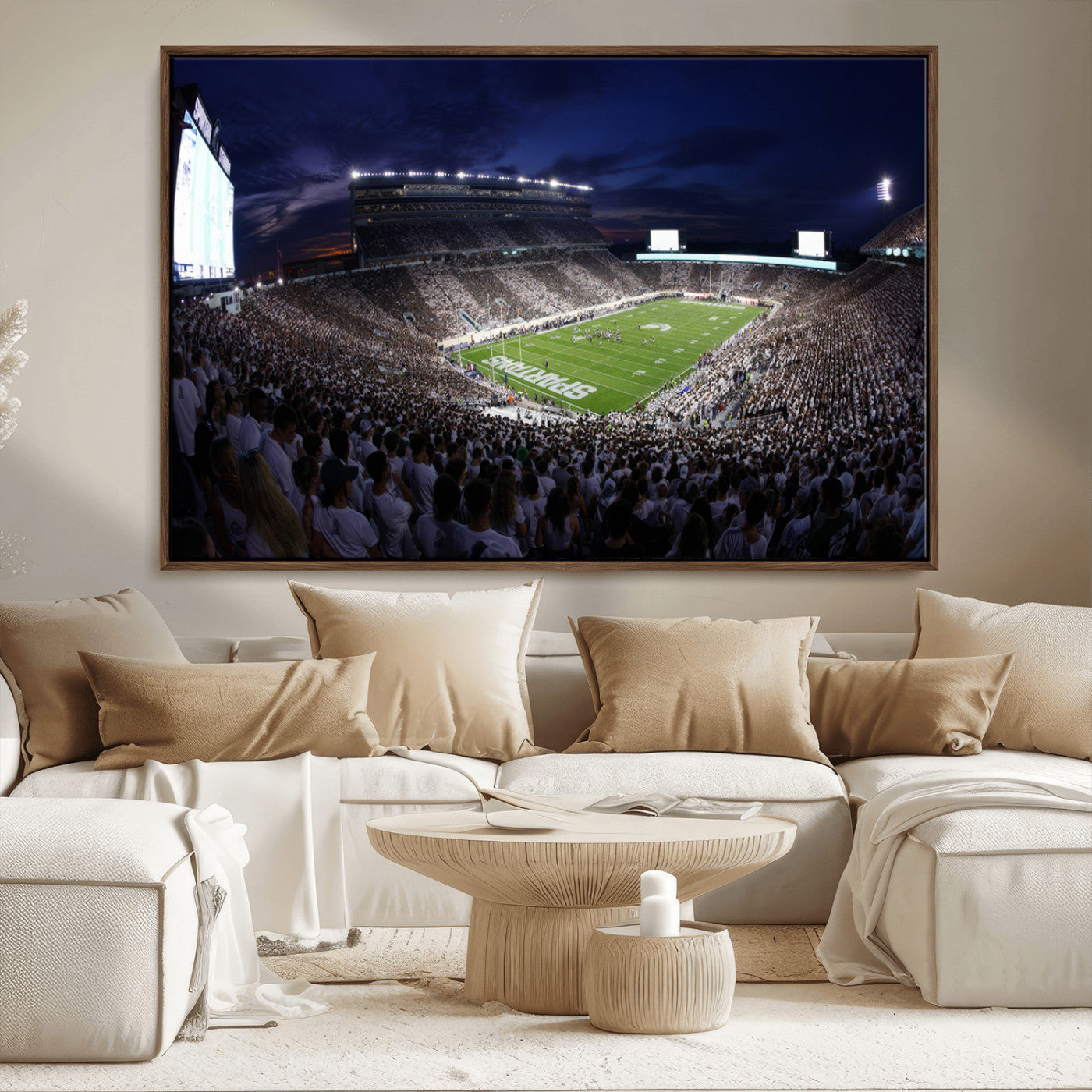 MGV-FC-36X24 - Michigan State Spartans Canvas, Framed Football Team Print - East Lansing Spartan Stadium Wall Art