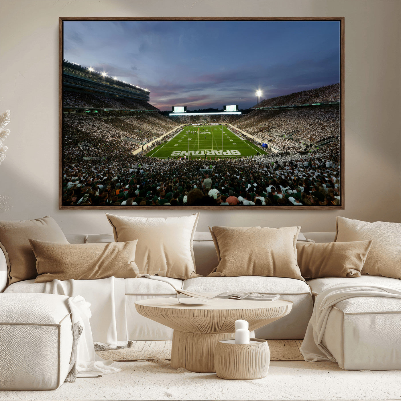 MGV-FC-36X24 - Michigan State Spartans Football Team Print - East Lansing Spartan Stadium Canvas Print