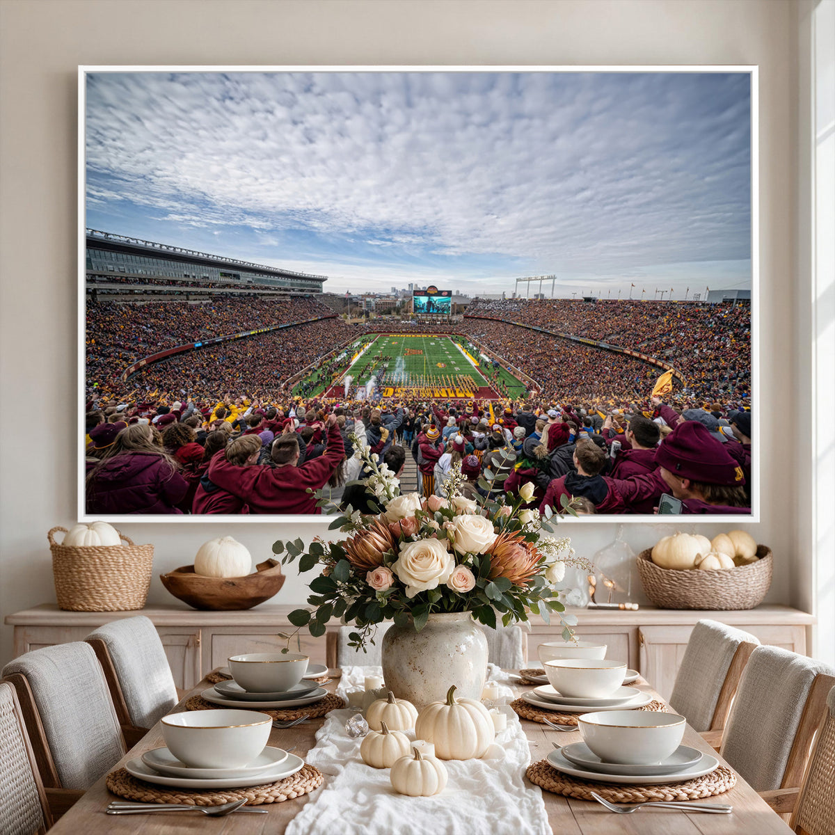 38459-PAN-FL-20X10 - University of Minnesota Golden Gophers Football Team Print - Minneapolis Huntington Bank Stadium Art