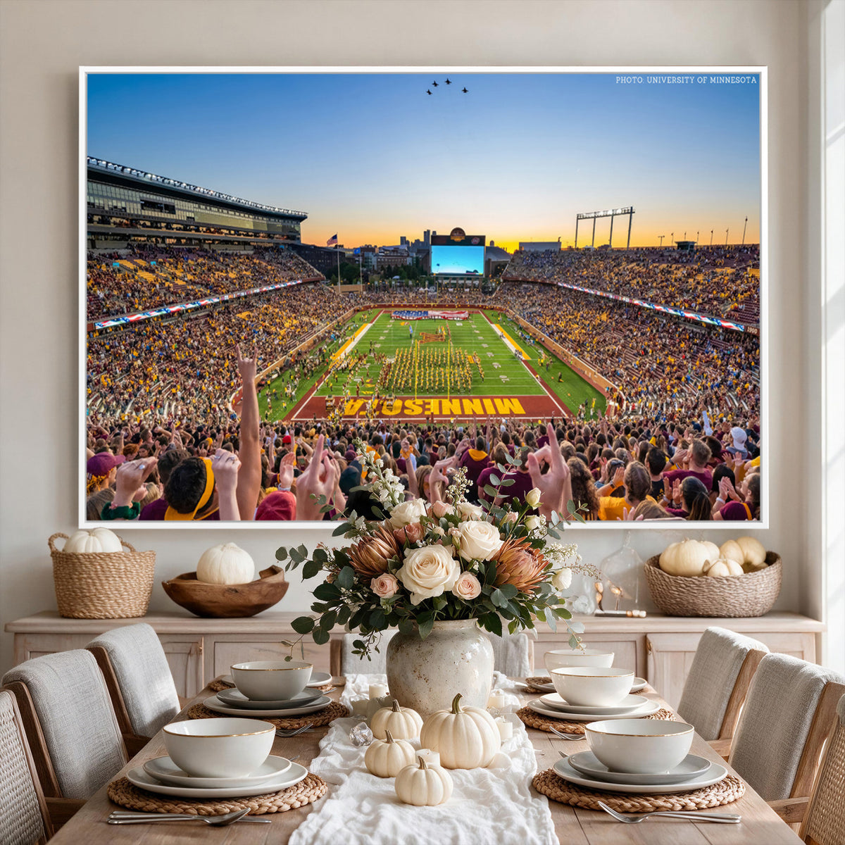 63452-PAN-FL-20X10 - University of Minnesota Golden Gophers Football Team Print - Minneapolis Huntington Bank Stadium
