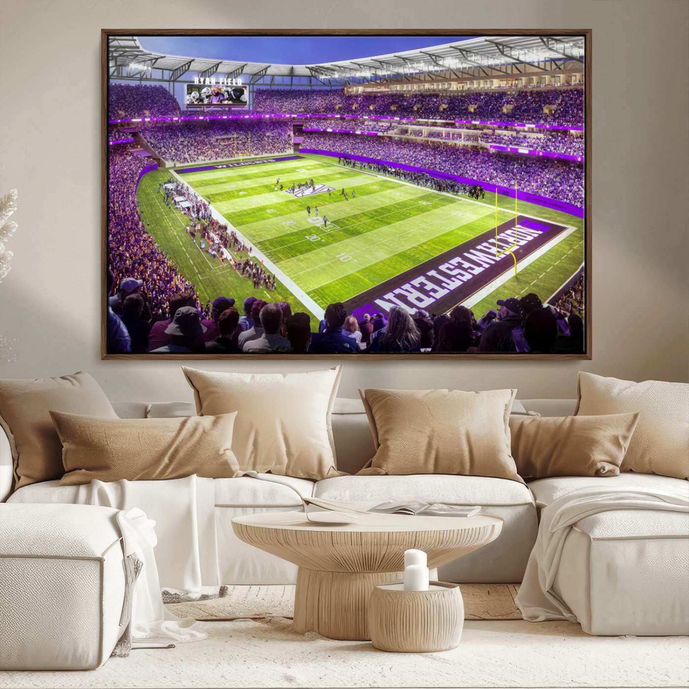 MGV-FC-36X24 - Northwestern University Wildcats Football Team Print - Evanston Ryan Field Wall Art Canvas Print
