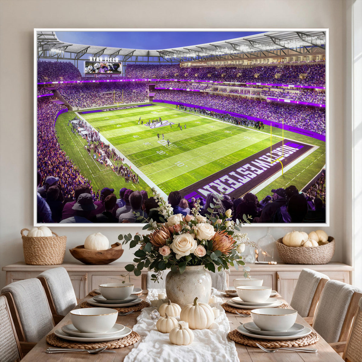 81245-MGV-CV-36X24 - Northwestern University Wildcats Football Team Print - Evanston Ryan Field Wall Art Canvas Print