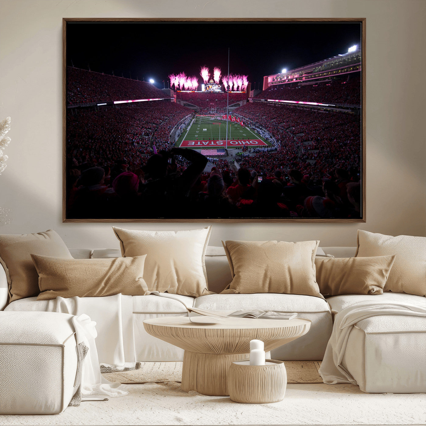MGV-FC-36X24 - Ohio State University Buckeyes Football Team Print - Columbus Ohio Stadium Wall Art Canvas Print