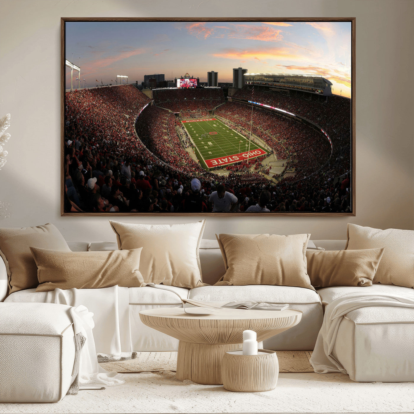 MGV-FC-36X24 - Ohio State University Buckeyes Football Team Print - Columbus Ohio Stadium Wall Art Canvas Print