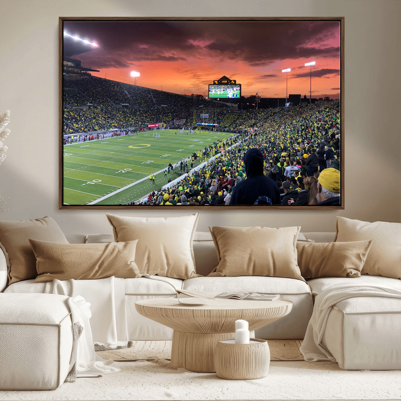 MGV-FC-36X24 - Eugene Autzen Stadium Canvas Wall Art Print – Sunset Over Iconic Football Field Wall Decor for Home
