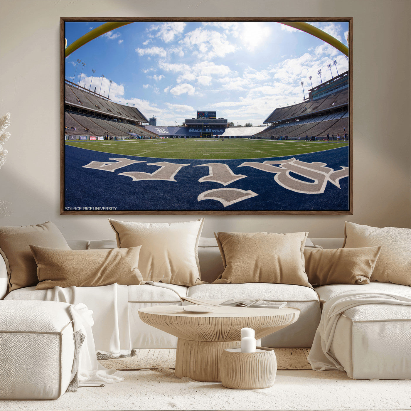 MGV-FC-36X24 - Rice University Owls Football Team Print - Houston Rice Stadium Wall Art Canvas Print