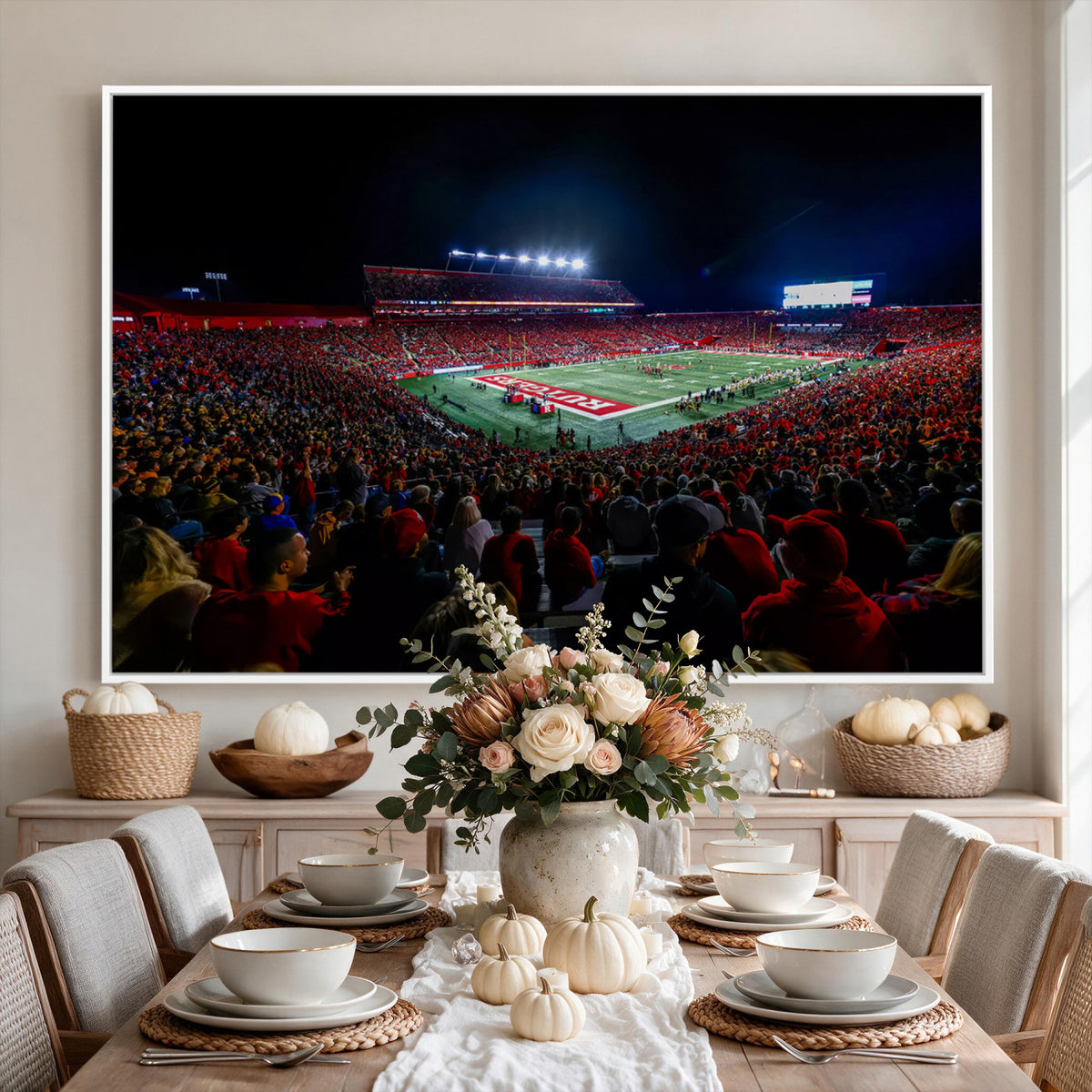 18115-PAN-FL-20X10 - Rutgers Scarlet Knights Football Team Print - SHI Stadium, Piscataway Wall Art Canvas Print