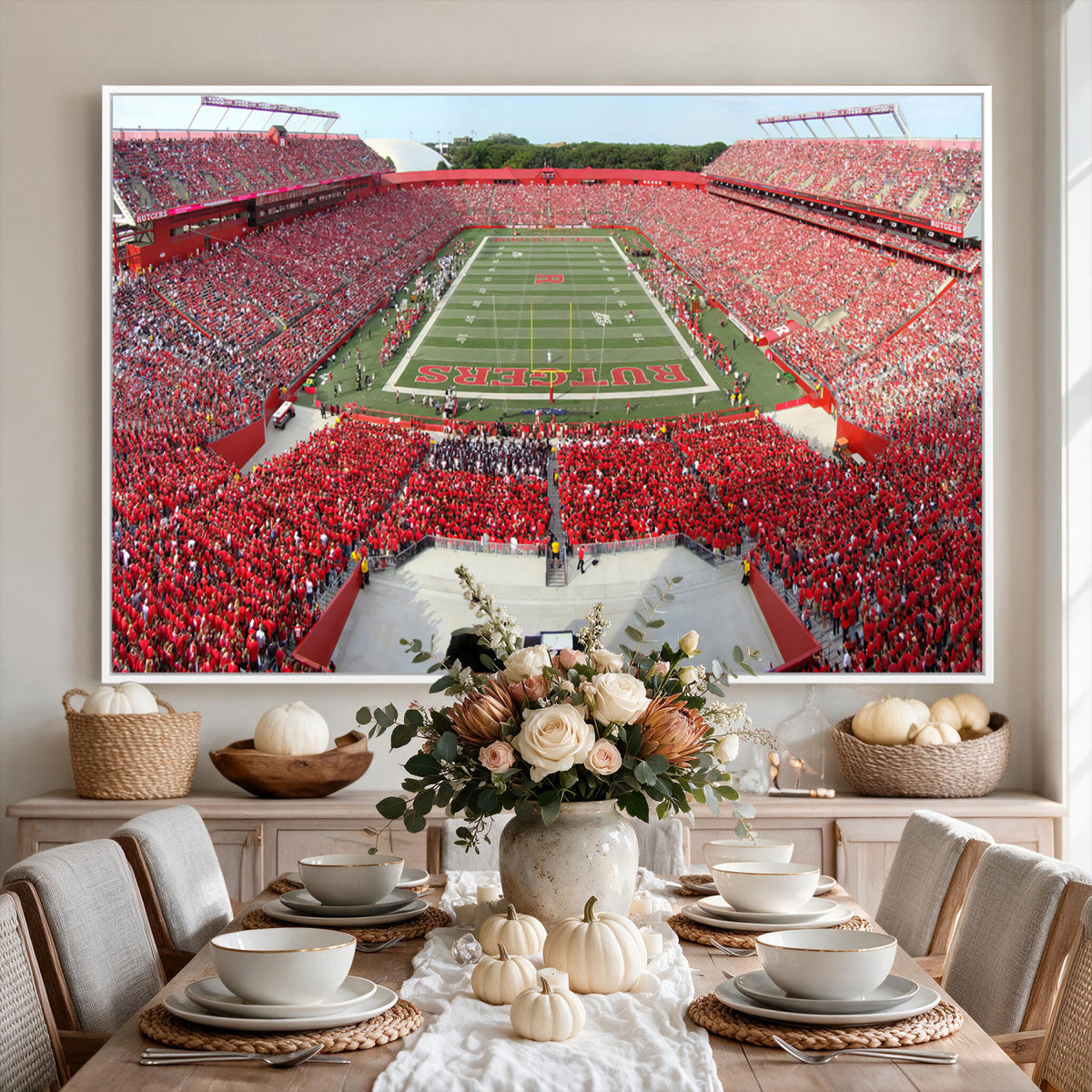 90818-PAN-FL-20X10 - Rutgers Scarlet Knights Football Team Print - Piscataway SHI Stadium Wall Art Canvas Print