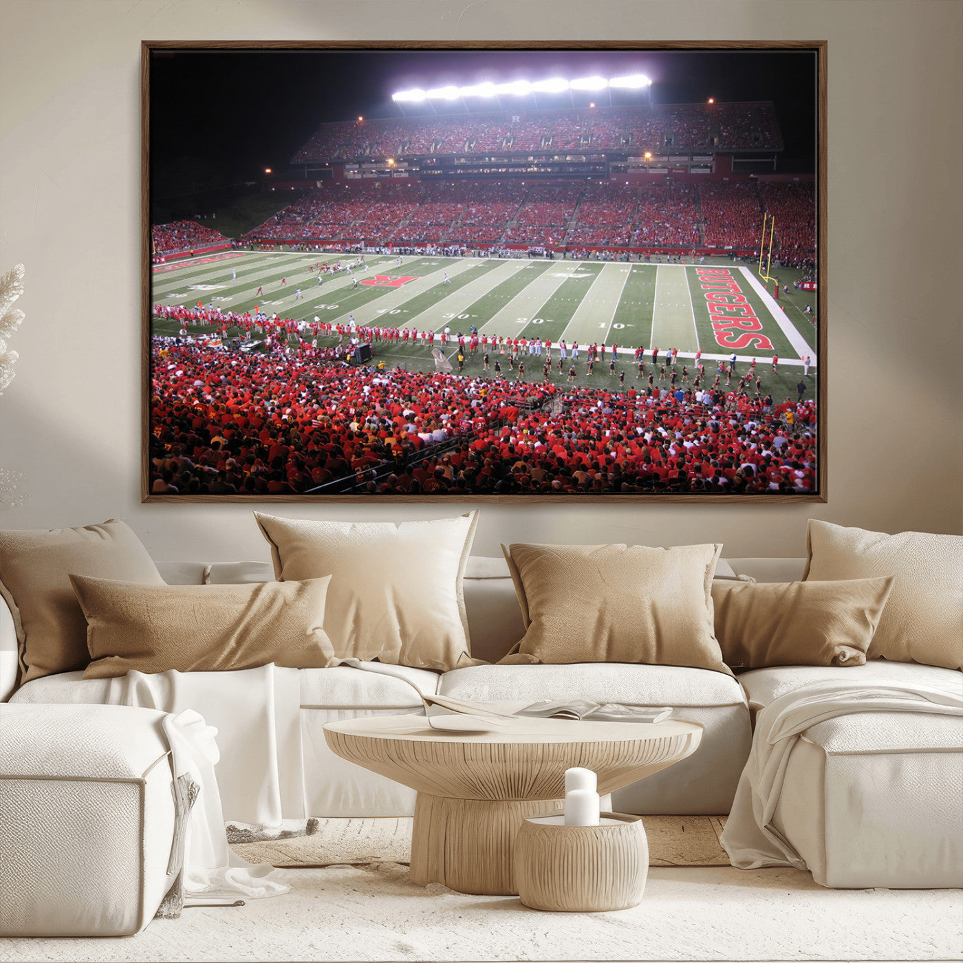MGV-FC-36X24 - Rutgers University Scarlet Knights Football Team Print - Piscataway SHI Stadium Wall Art Canvas