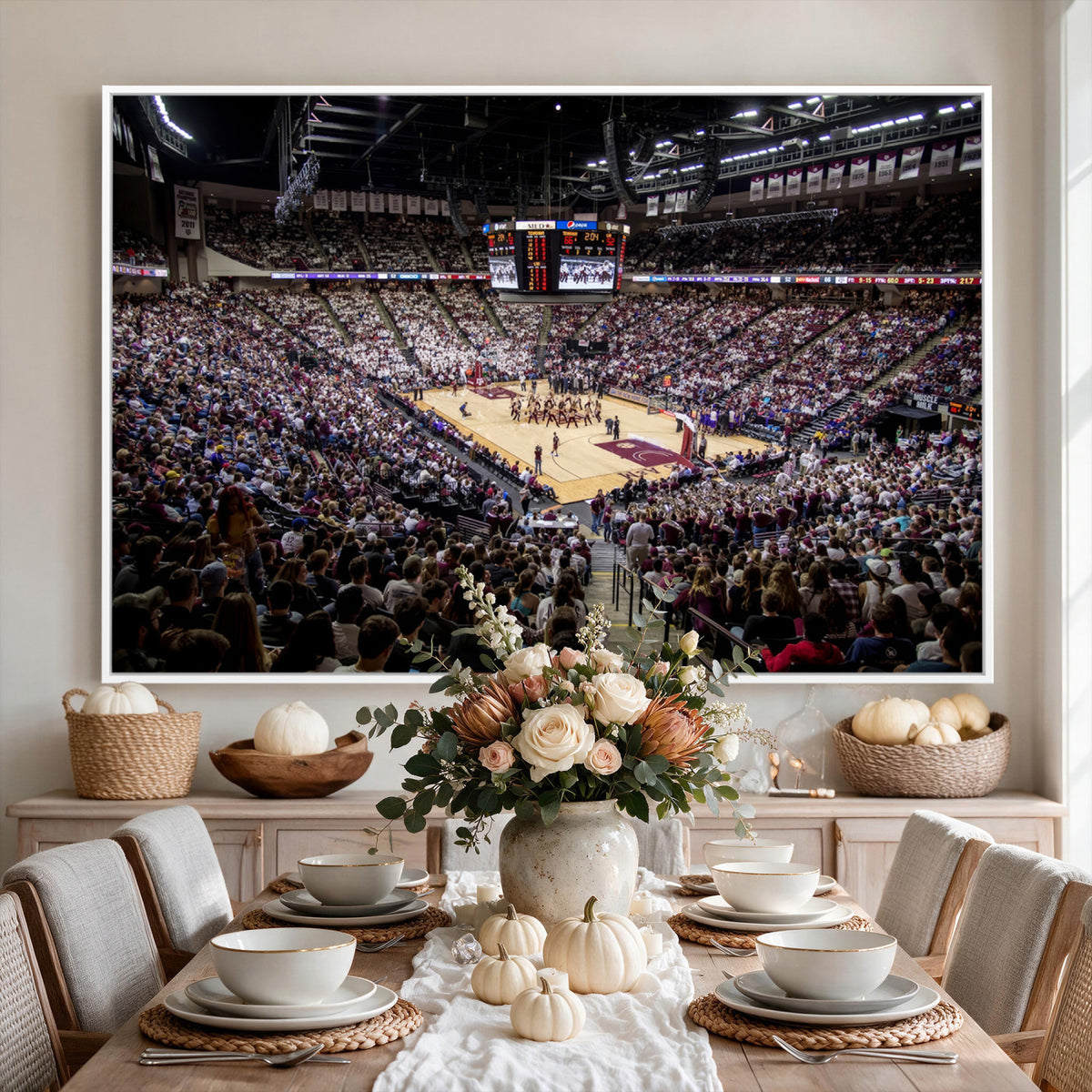 76876-MGV-CV-36X24 - University of Nebraska Cornhuskers Basketball Team Print - Lincoln Red Arena Wall Art Canvas Print