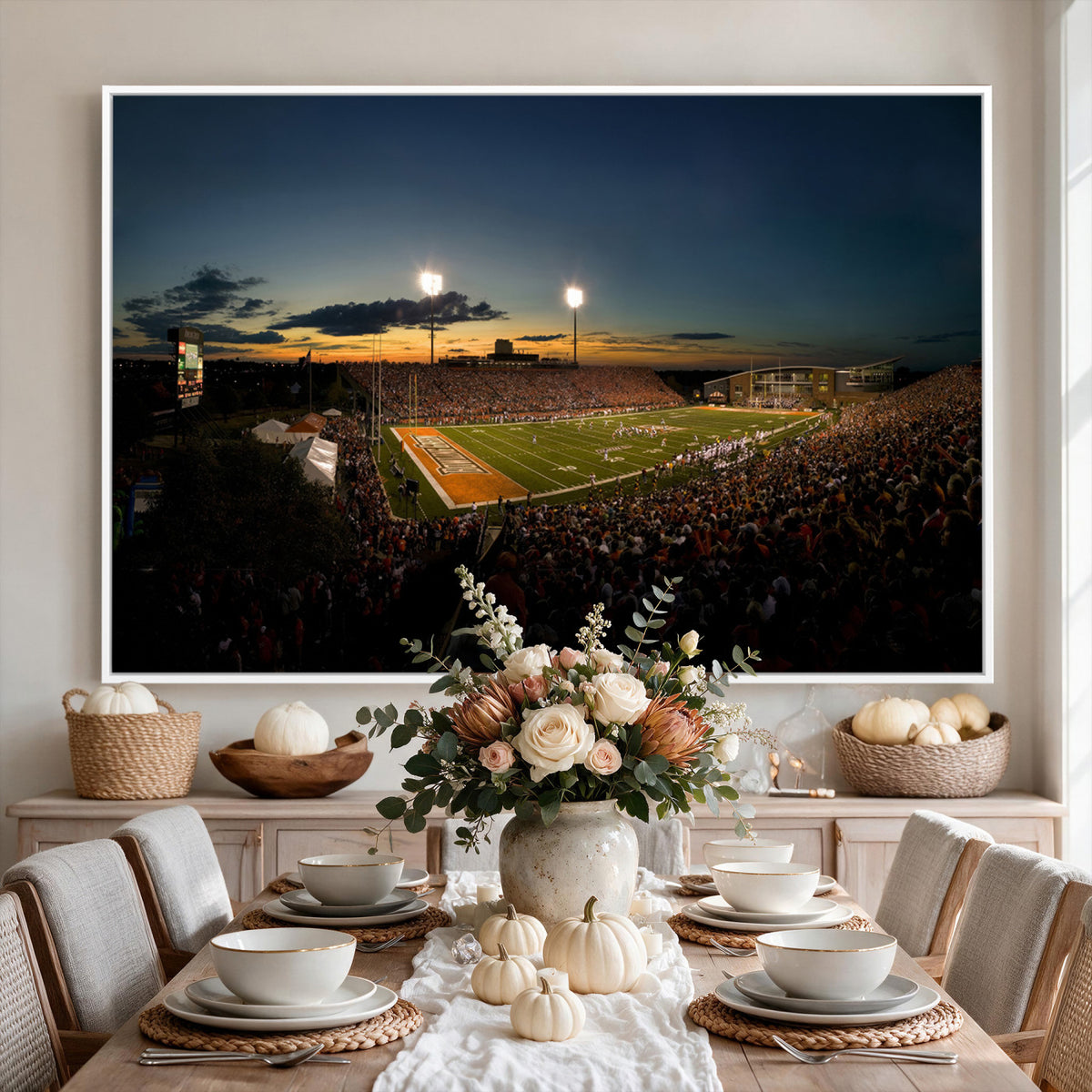 15980-PAN-FL-20X10 - Ball State Cardinals Football Team Print - Muncie Scheumann Stadium Wall Art Canvas Print