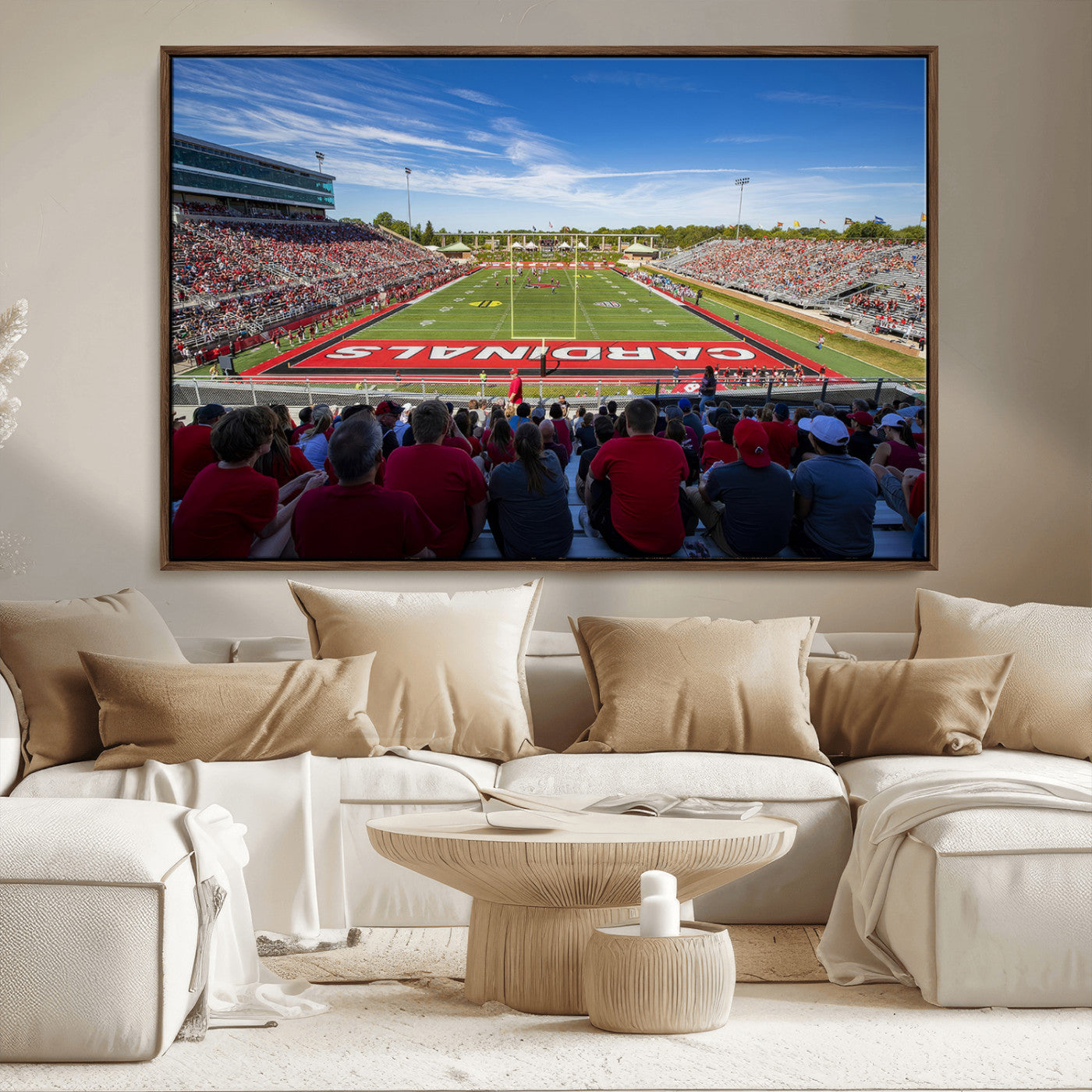 MGV-FC-36X24 - Ball State Cardinals Football Team Print - Muncie Scheumann Stadium Wall Art Canvas Print