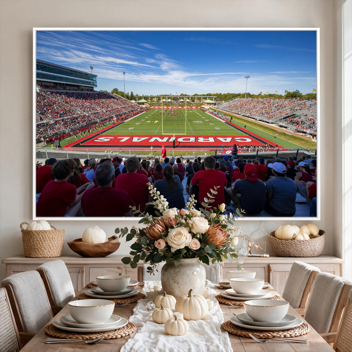 71475-PAN-FL-20X10 - Ball State Cardinals Football Team Print - Muncie Scheumann Stadium Wall Art Canvas Print
