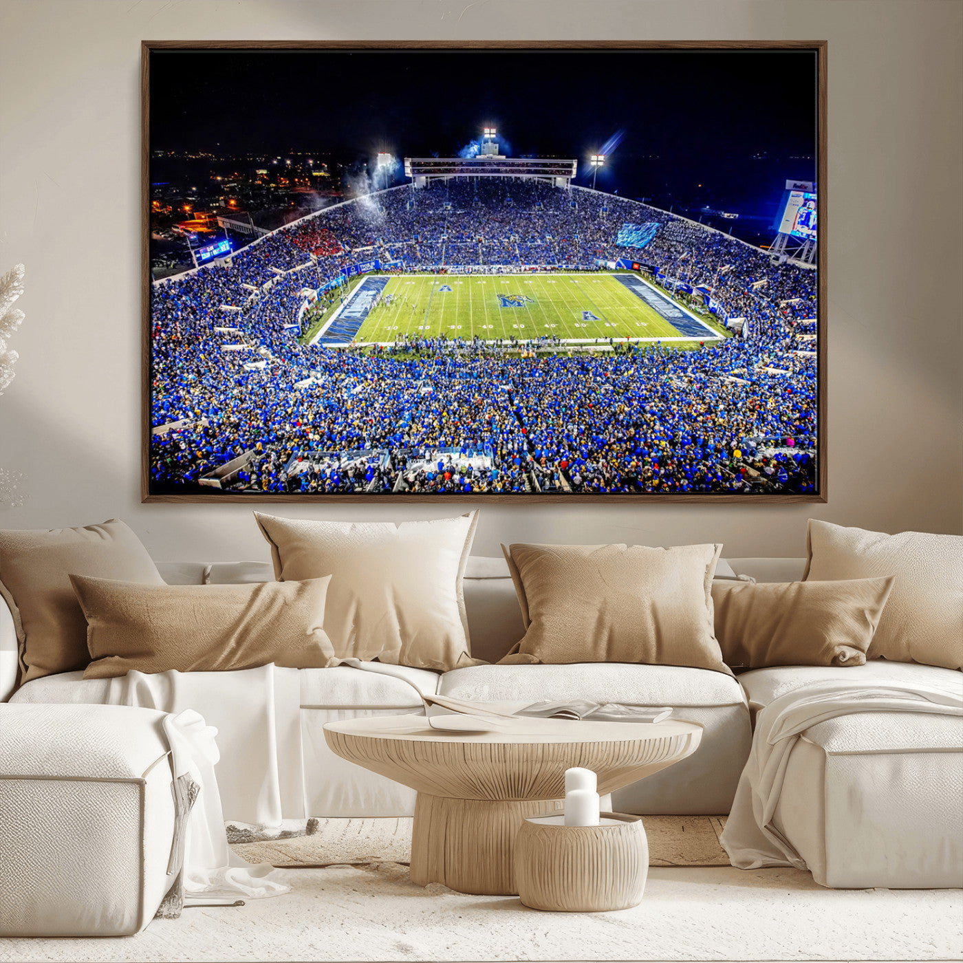 MGV-FC-36X24 - University of Memphis Tigers Football Team Print - Memphis Simmons Bank Liberty Stadium Wall Art