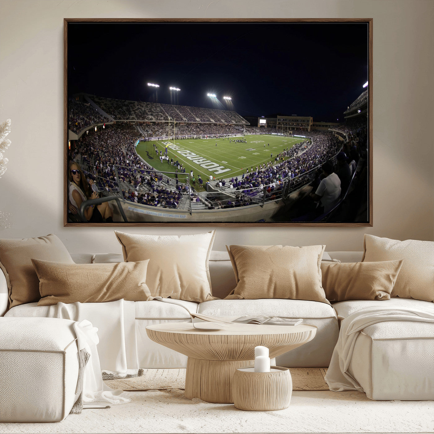 MGV-FC-36X24 - TCU Horned Frogs Football Team Print - Fort Worth Amon G. Carter Stadium Wall Art Canvas Print.