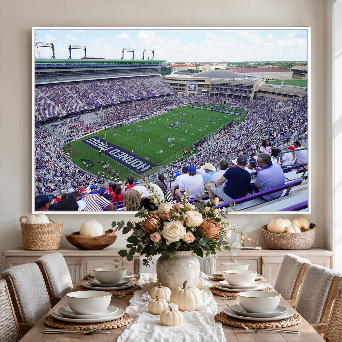 95139-MGV-CV-36X24 - The Texas Christian University TCU Horned Frogs Football Team Print, Fort Worth