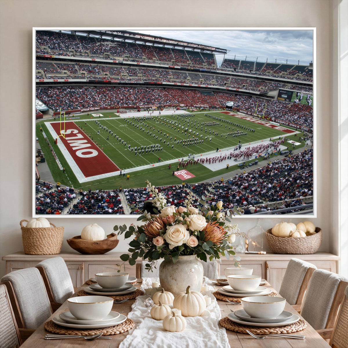15310-PAN-FL-20X10 - The Temple University Owls Athletics Team Print - Philadelphia Lincoln Financial Field Stadium Wall