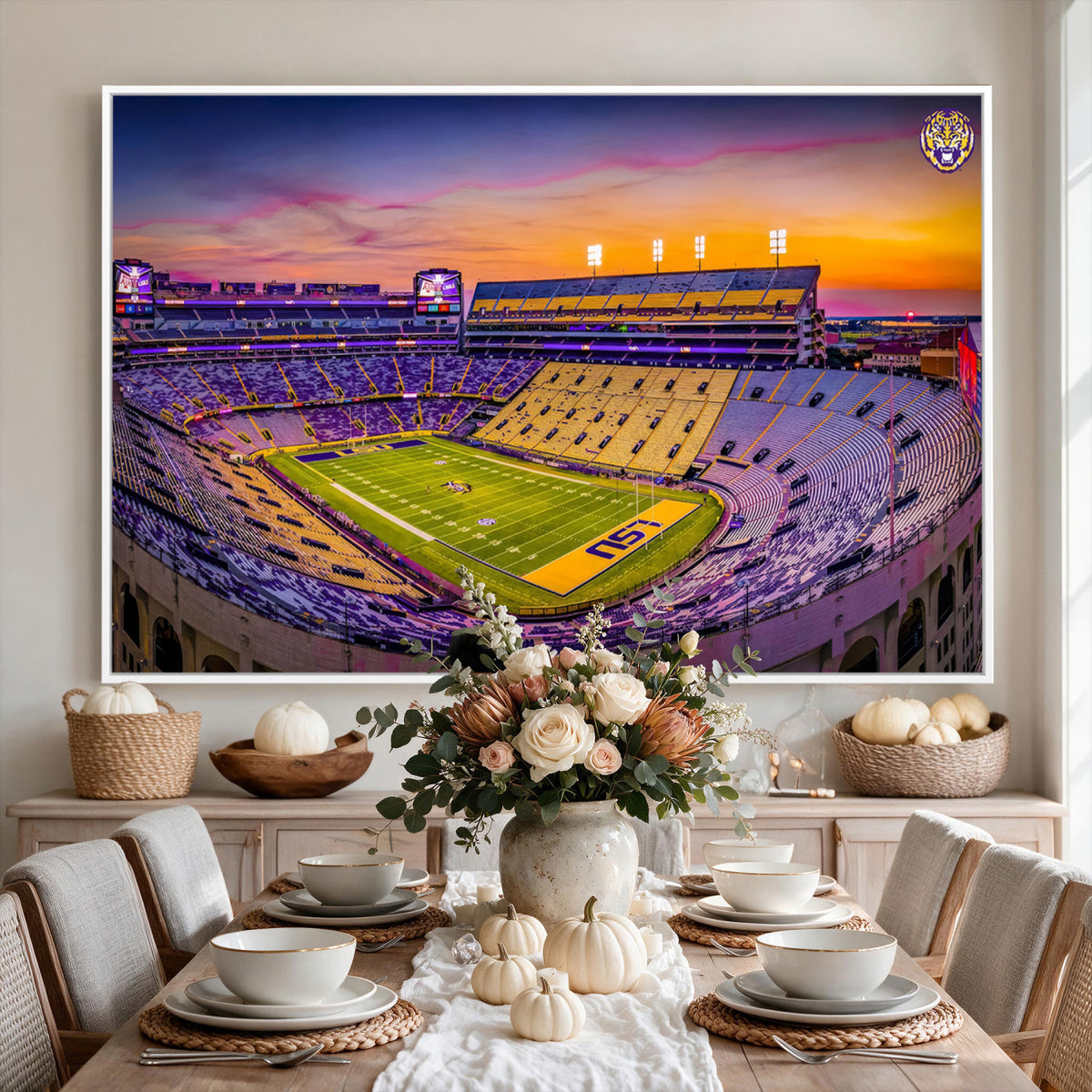 93538-MGV-CV-36X24 - The Louisiana State University Tigers Football Team Print, Framed and Ready to Hang Stadium Print