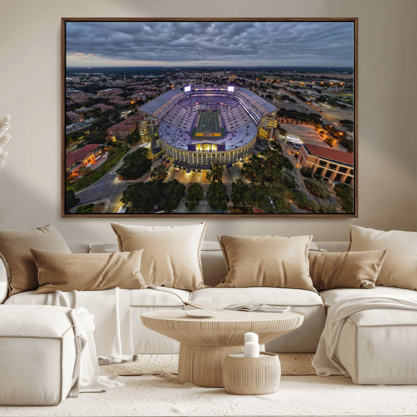 MGV-FC-36X24 - The Louisiana State University Tigers Football Team Print - Baton Rouge Tiger Stadium Wall Art