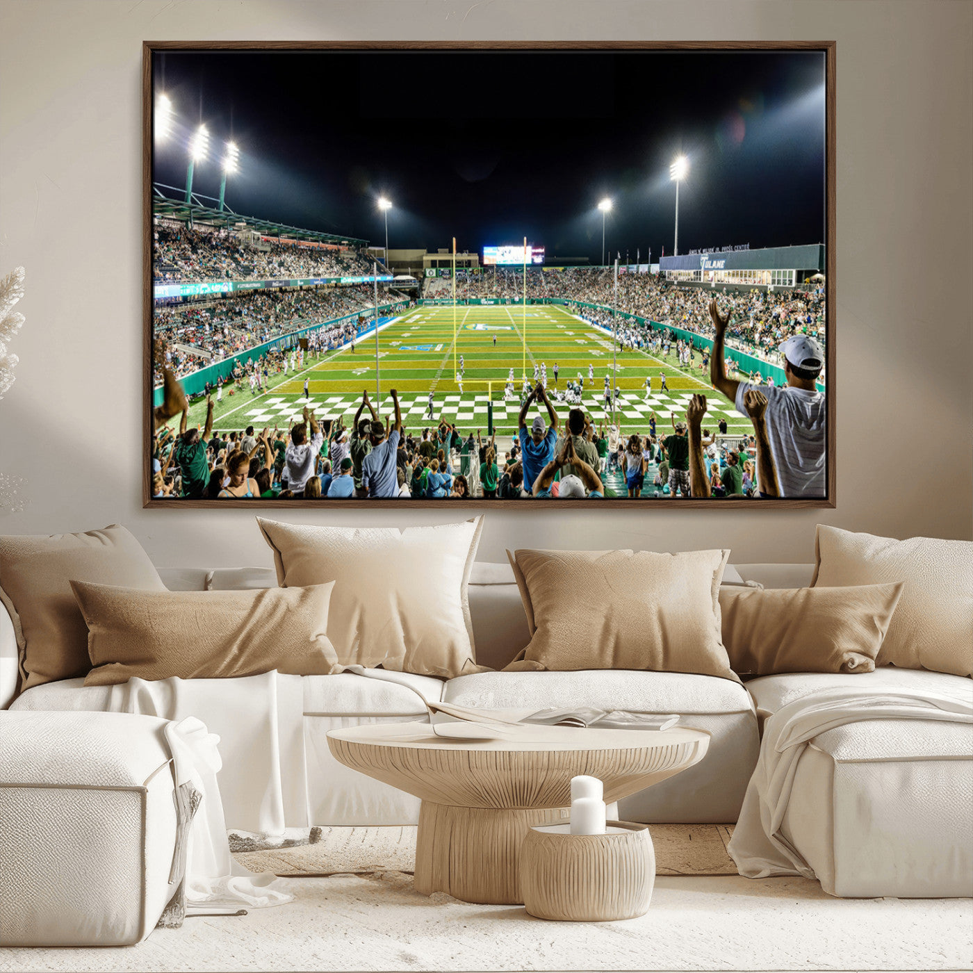 MGV-FC-36X24 - The Tulane University Green Wave Football Team Print - New Orleans Yulman Stadium Wall Art Canvas