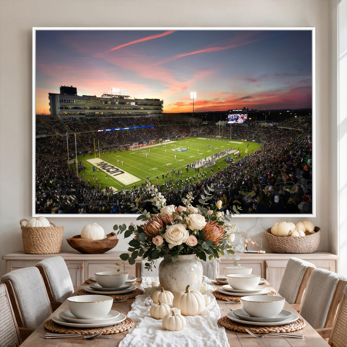 64416-MGV-CV-36X24 - The University of Connecticut UCONN Huskies Football Team Print, Framed and Ready to Hang